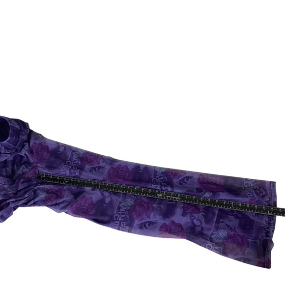 Torrid Betsey Johnson Flare Pants Plus Size 3X Purple Roses Graphic Print Flowy - Picture 10 of 12